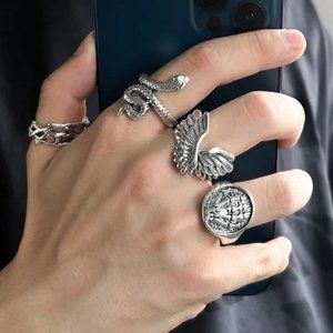 New Lady's Elegant Fly Wing Strong Men Ring Set